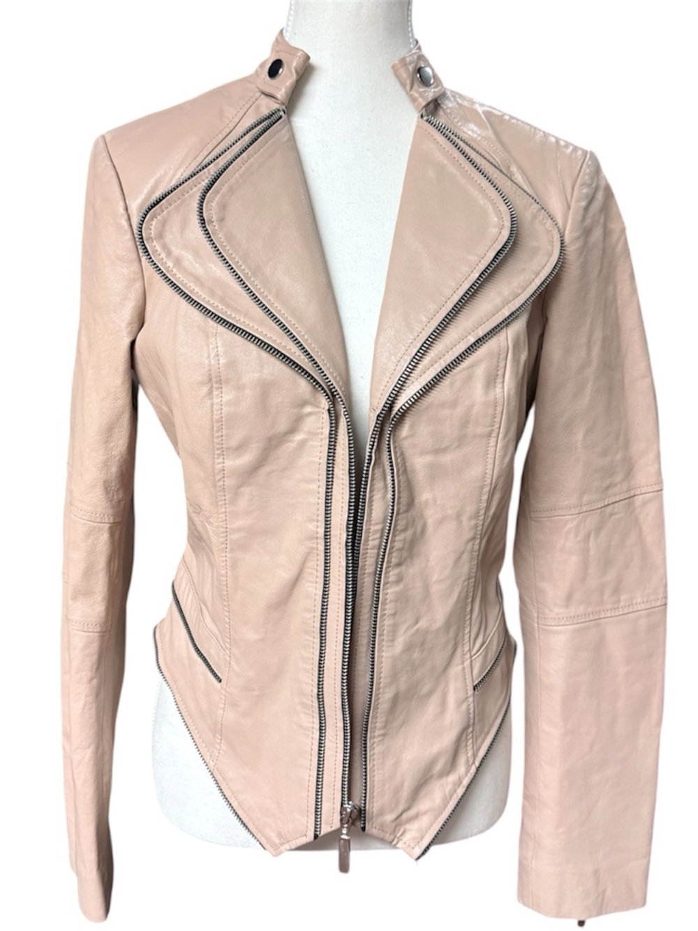 GILI’s Chic Blush Leather Biker Jacket